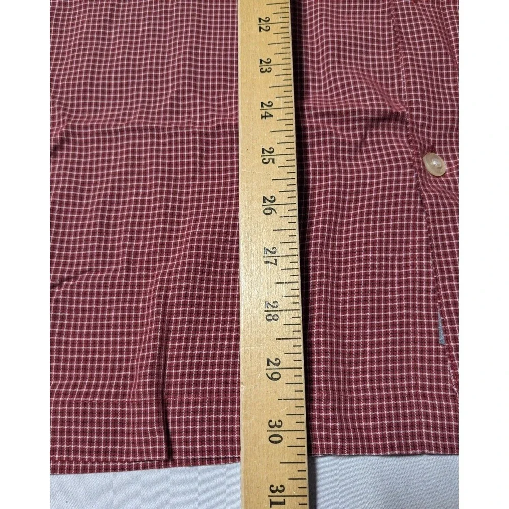 QUIKSILVER Men Large Red‎ Mini Check Nylon Blend Button-Up Shirt